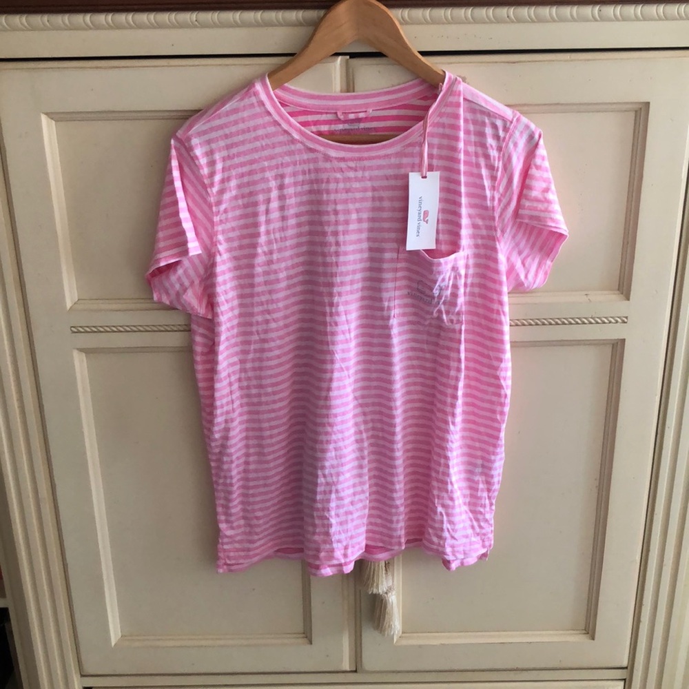 Vineyard Vines Pink Striped Short Sleeve Tee